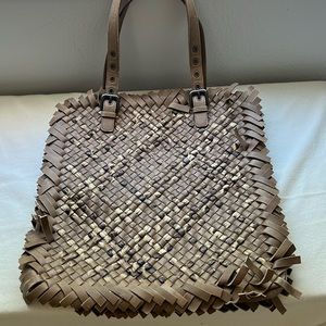 Bottega Veneta leather woven bag with fringe